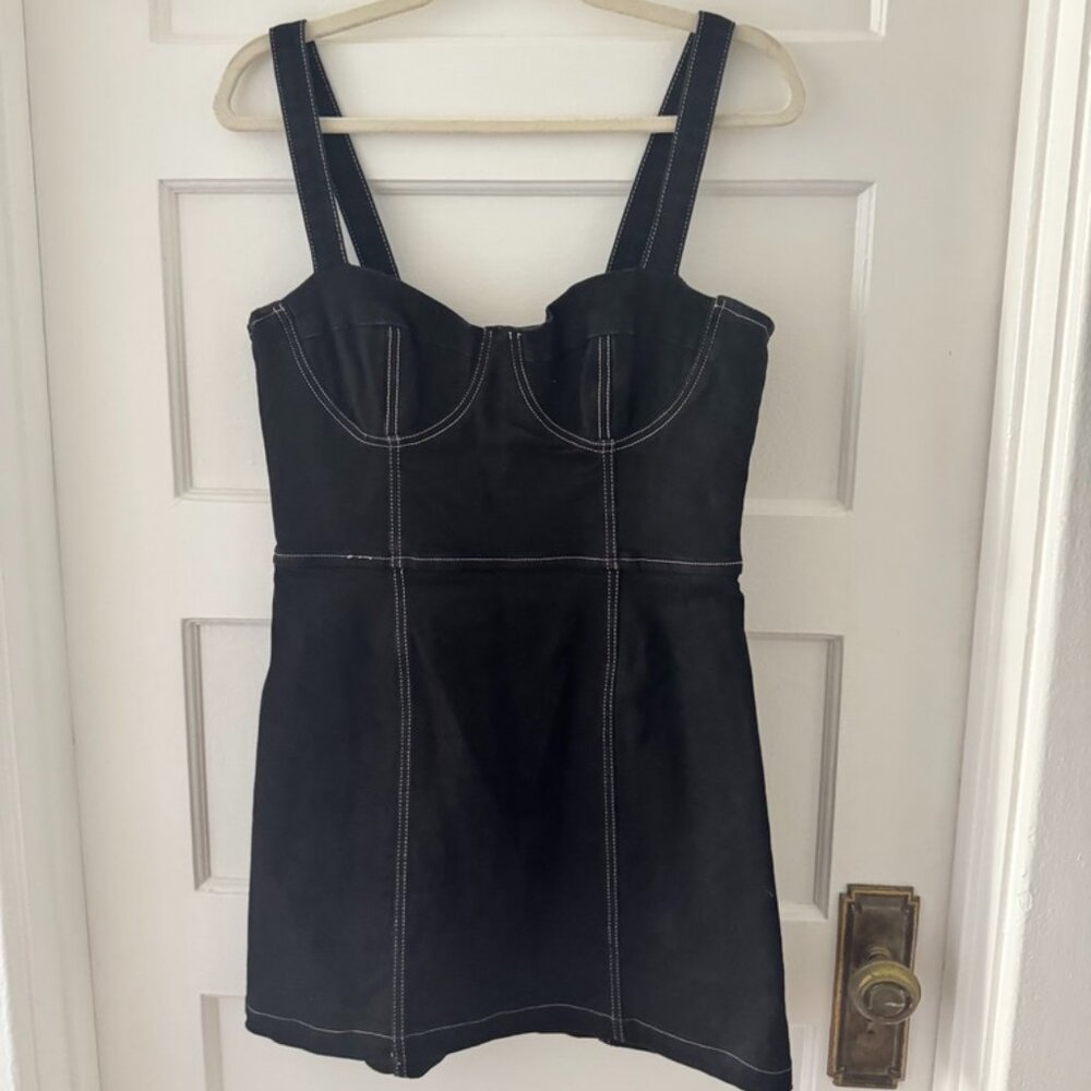 Reformation Nikki Bustier Denim Mini Dress Black - Size 8